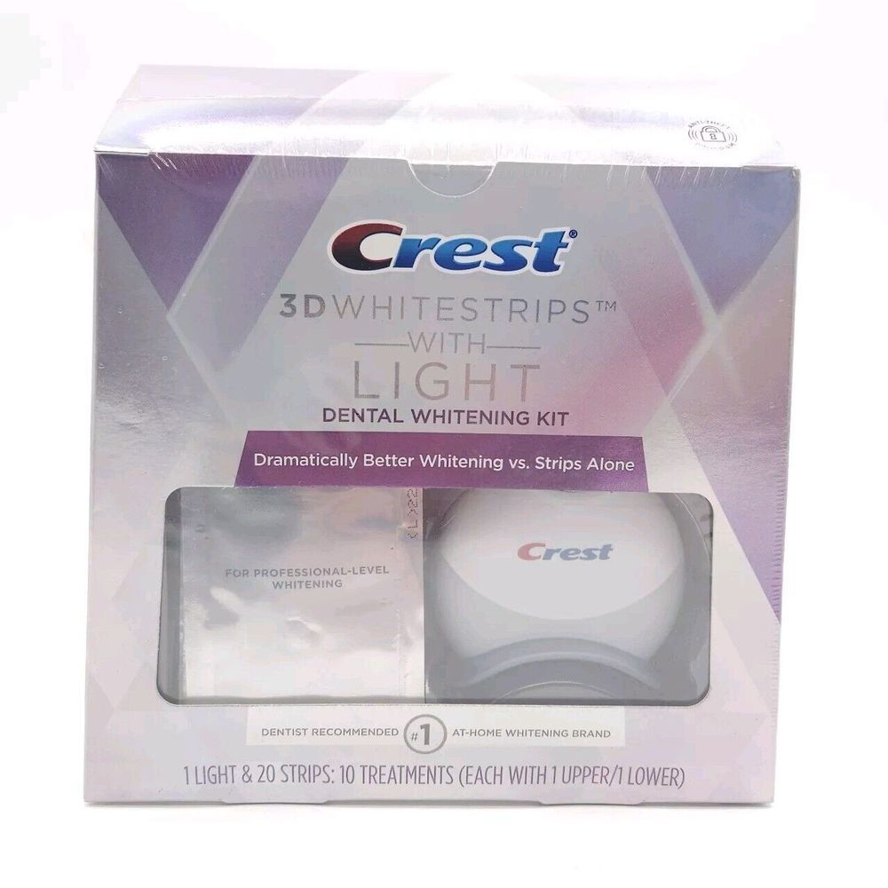 Crest 3D‎ Whitestrips + Light Teeth Whitening Strip Kit 20 Strips 10 Treatments